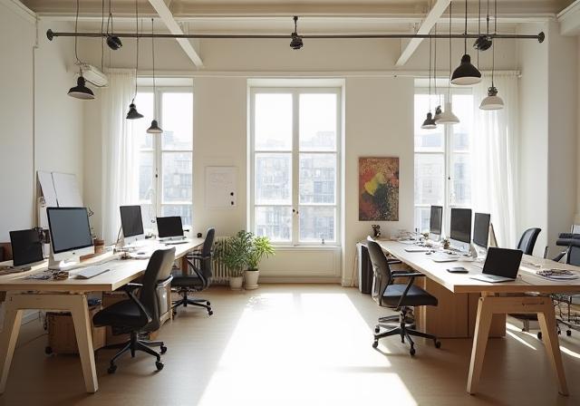 Interior view of a creative design studio in Lyon