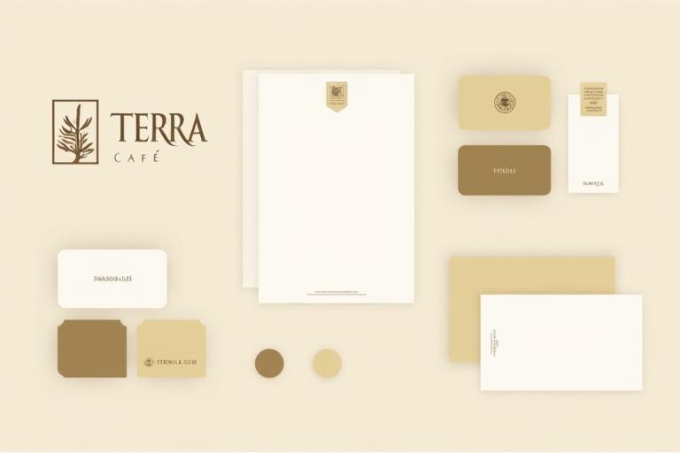 Branding project example with logo and stationery for Terra Cafe